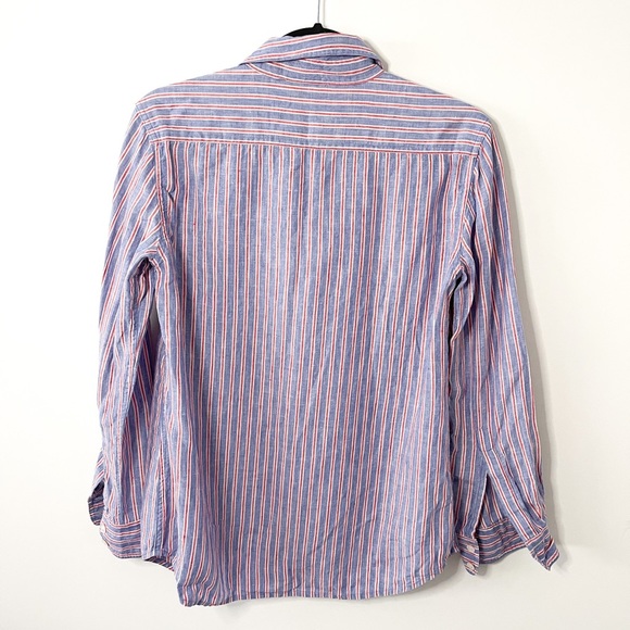 Tommy Bahama Cabana Blue & Red Striped 100% Linen Button Down Shirt Size XS - Picture 7 of 9